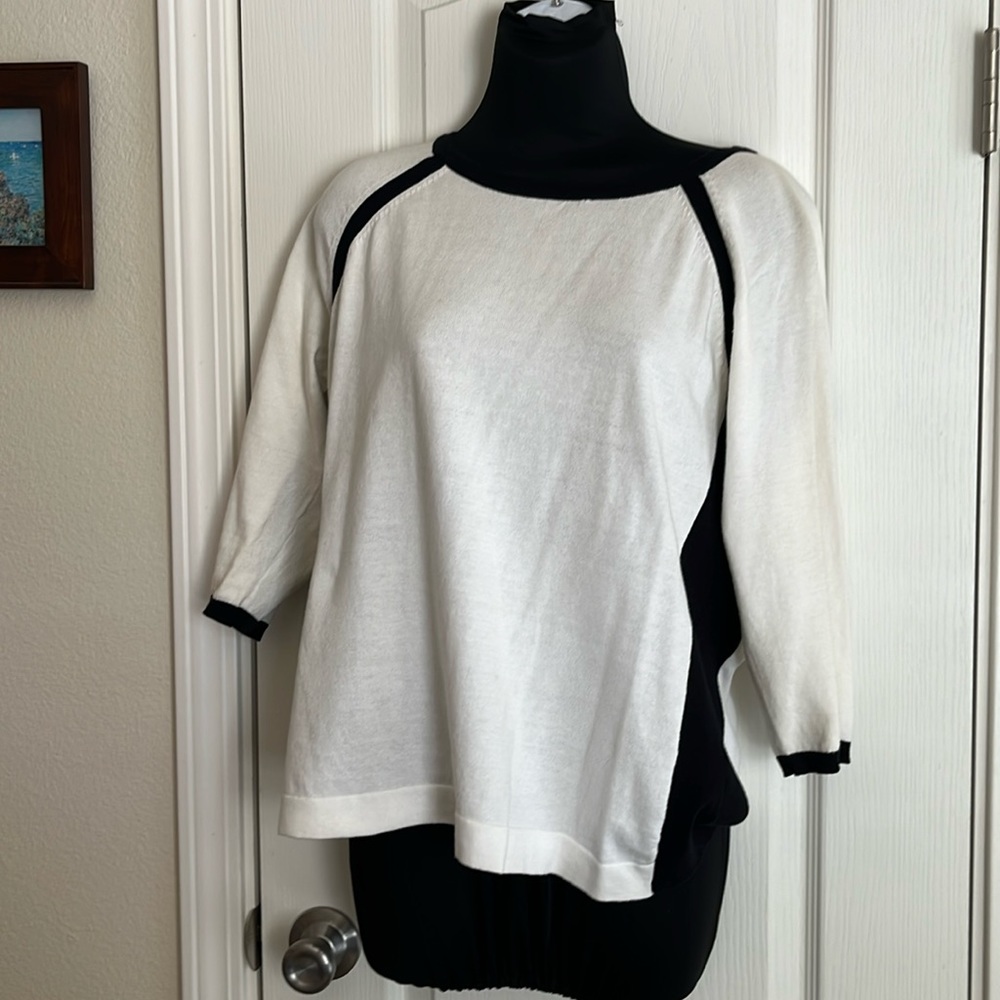 3/4 sleeve Liz Claiborne top. Place sides and detail.